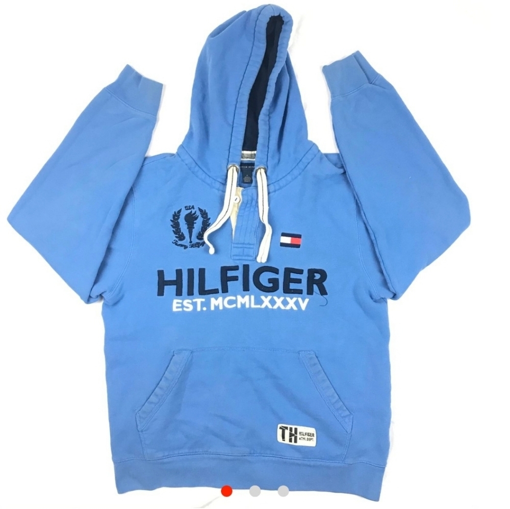 Vintage Light Blue Hoodie | Tommy Hilfiger | M